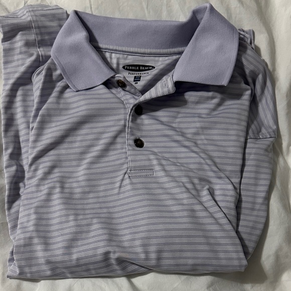 Pebble Beach Men's Lavender Striped Polo - Picture 1 of 1
